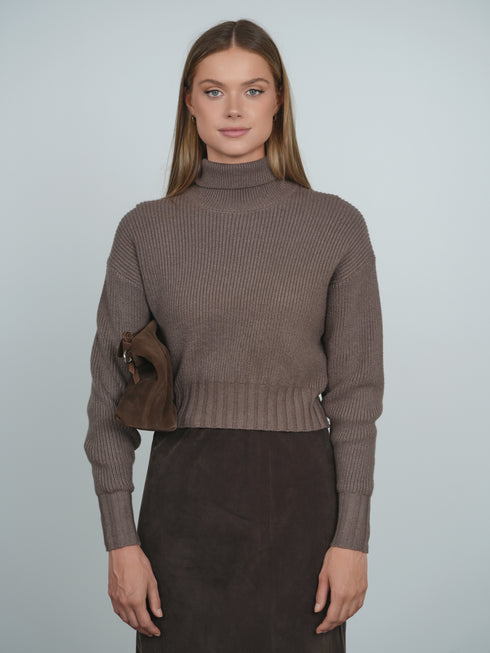 Point Chunky Knit Crew Sweater in Glacier